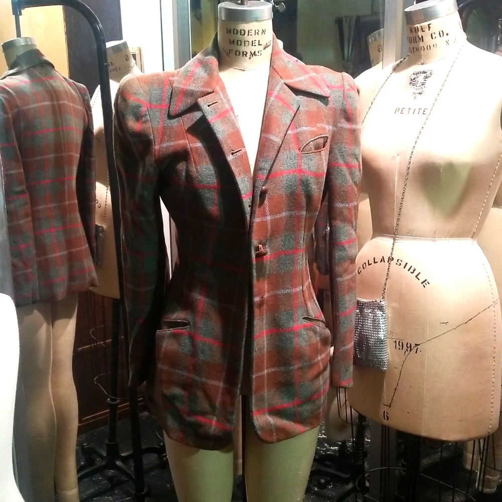 VNTG WOMENS BLAZER PLAID